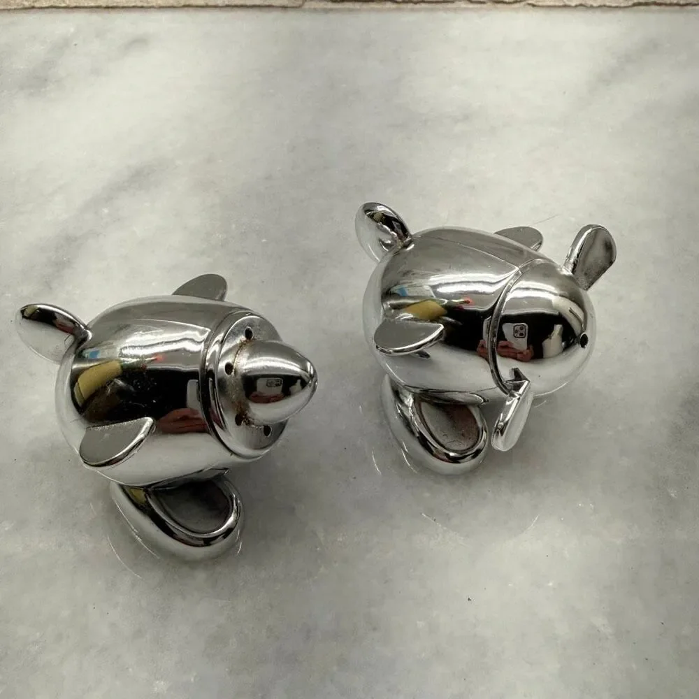 Virgin Atlantic Salt & Pepper Shakers Set Pinched From Virgin Atlantic Silver OS